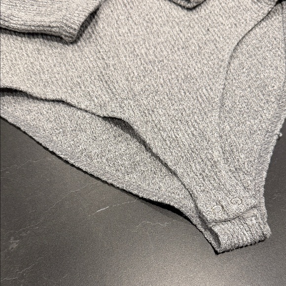 Off Shoulder Gray Knit Bodysuit - Picture 2 of 5